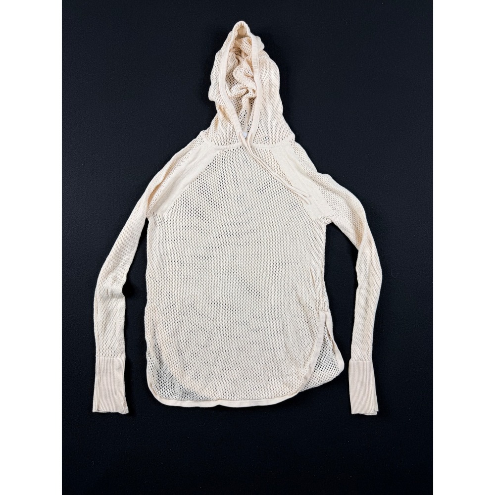 Cabi The Mesh Hoodie 5587 Cream Off White Long Sleeve Knit Top Small